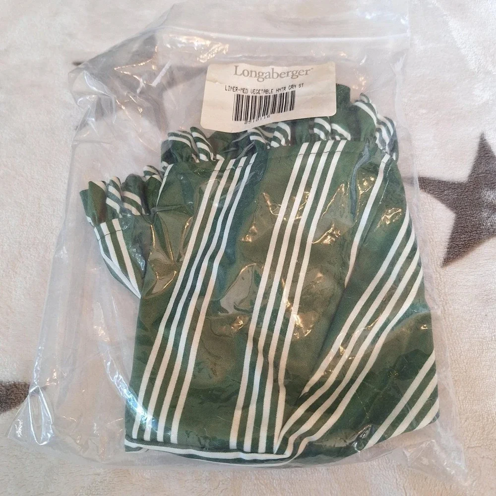 Longaberger Hunter Green Stripe M Vegetable/Sleigh Basket Liner 2510116 USA